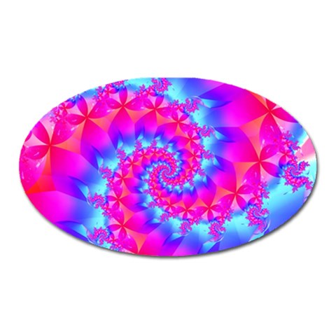 Colorful Pink and Blue Spiral Fractal Magnet (Oval) from ArtsNow.com Front