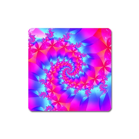 Colorful Pink and Blue Spiral Fractal Magnet (Square) from ArtsNow.com Front