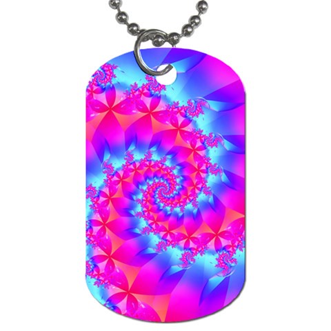 Colorful Pink and Blue Spiral Fractal Dog Tag (One Side) from ArtsNow.com Front