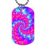 Colorful Pink and Blue Spiral Fractal Dog Tag (One Side)