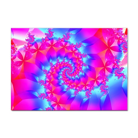 Colorful Pink and Blue Spiral Fractal Sticker A4 (10 pack) from ArtsNow.com Front