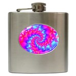 Colorful Pink and Blue Spiral Fractal Hip Flask (6 oz)