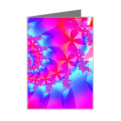 Colorful Pink and Blue Spiral Fractal Mini Greeting Card from ArtsNow.com Left