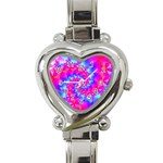 Colorful Pink and Blue Spiral Fractal Heart Italian Charm Watch