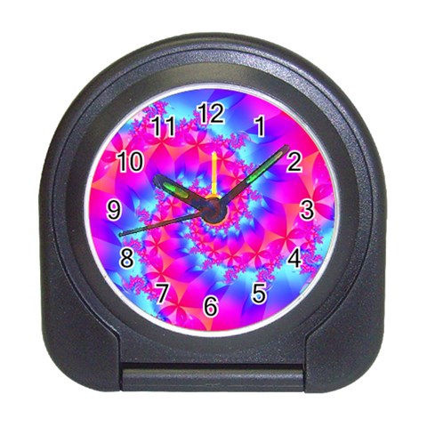 Colorful Pink and Blue Spiral Fractal Travel Alarm Clock from ArtsNow.com Front