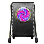 Colorful Pink and Blue Spiral Fractal Pen Holder Desk Clock