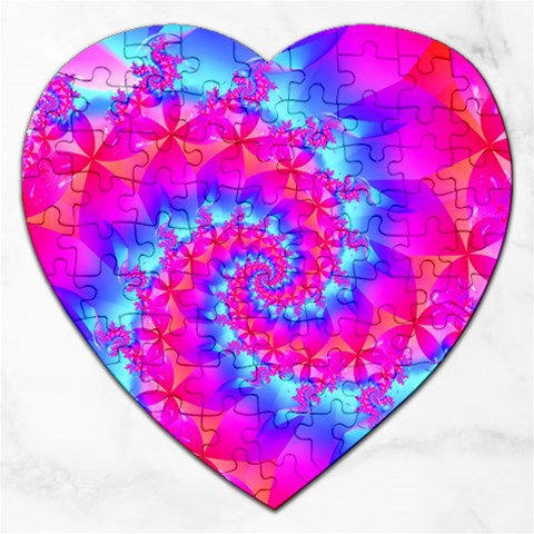 Colorful Pink and Blue Spiral Fractal Jigsaw Puzzle (Heart) from ArtsNow.com Front