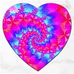 Colorful Pink and Blue Spiral Fractal Jigsaw Puzzle (Heart)