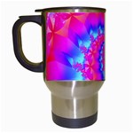 Colorful Pink and Blue Spiral Fractal Travel Mug (White)