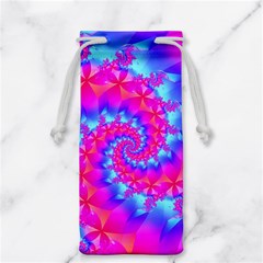 Colorful Pink and Blue Spiral Fractal Jewelry Bag from ArtsNow.com Front