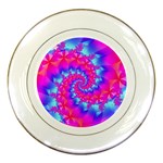 Colorful Pink and Blue Spiral Fractal Porcelain Plate