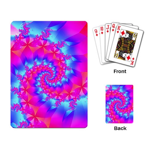 Colorful Pink and Blue Spiral Fractal Playing Cards Single Design from ArtsNow.com Back