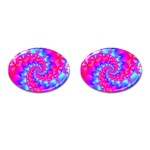 Colorful Pink and Blue Spiral Fractal Cufflinks (Oval)