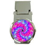 Colorful Pink and Blue Spiral Fractal Money Clip Watch