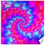 Colorful Pink and Blue Spiral Fractal Canvas 16  x 16 