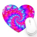 Colorful Pink and Blue Spiral Fractal Heart Mousepad