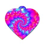 Colorful Pink and Blue Spiral Fractal Dog Tag Heart (One Side)