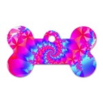 Colorful Pink and Blue Spiral Fractal Dog Tag Bone (One Side)