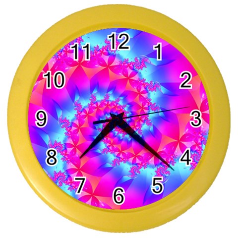 Colorful Pink and Blue Spiral Fractal Color Wall Clock from ArtsNow.com Front