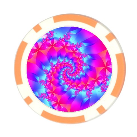 Colorful Pink and Blue Spiral Fractal Poker Chip Card Guard from ArtsNow.com Front