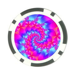 Colorful Pink and Blue Spiral Fractal Poker Chip Card Guard from ArtsNow.com Front