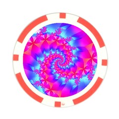 Colorful Pink and Blue Spiral Fractal Poker Chip Card Guard from ArtsNow.com Front