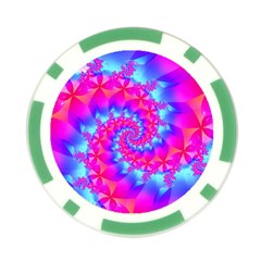 Colorful Pink and Blue Spiral Fractal Poker Chip Card Guard from ArtsNow.com Front