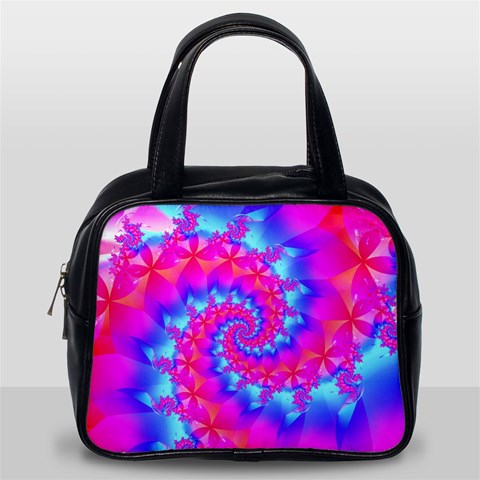 Colorful Pink and Blue Spiral Fractal Classic Handbag (One Side) from ArtsNow.com Front