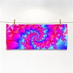 Colorful Pink and Blue Spiral Fractal Hand Towel