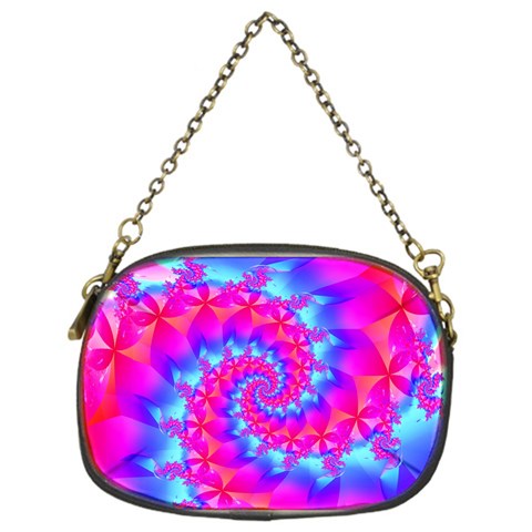 Colorful Pink and Blue Spiral Fractal Chain Purse (One Side) from ArtsNow.com Front