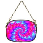 Colorful Pink and Blue Spiral Fractal Chain Purse (One Side)