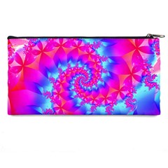 Colorful Pink and Blue Spiral Fractal Pencil Case from ArtsNow.com Back