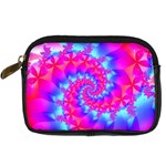 Colorful Pink and Blue Spiral Fractal Digital Camera Leather Case