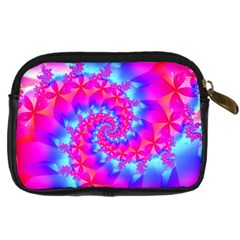 Colorful Pink and Blue Spiral Fractal Digital Camera Leather Case from ArtsNow.com Back