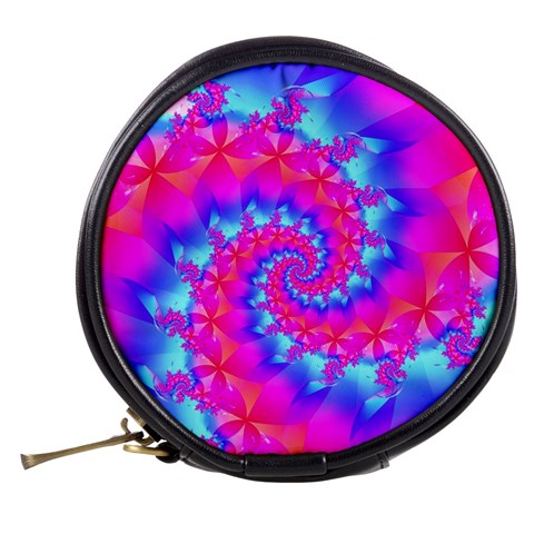 Colorful Pink and Blue Spiral Fractal Mini Makeup Bag from ArtsNow.com Back