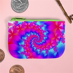 Colorful Pink and Blue Spiral Fractal Mini Coin Purse from ArtsNow.com Front