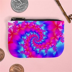 Colorful Pink and Blue Spiral Fractal Mini Coin Purse from ArtsNow.com Front