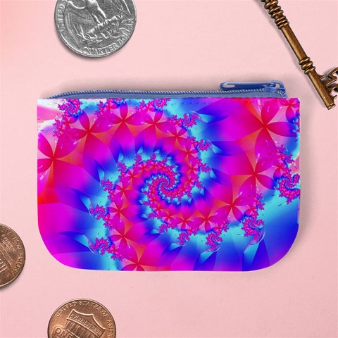 Colorful Pink and Blue Spiral Fractal Mini Coin Purse from ArtsNow.com Back