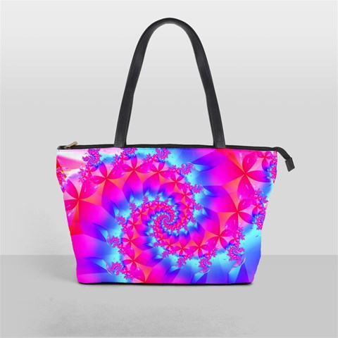 Colorful Pink and Blue Spiral Fractal Classic Shoulder Handbag from ArtsNow.com Front