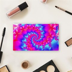 Colorful Pink and Blue Spiral Fractal Cosmetic Bag (Small) from ArtsNow.com Back