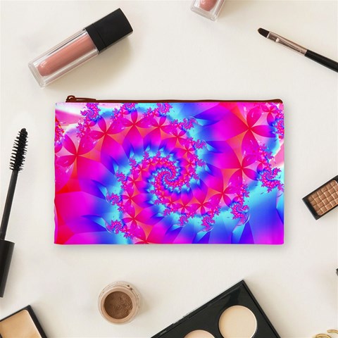 Colorful Pink and Blue Spiral Fractal Cosmetic Bag (Medium) from ArtsNow.com Front