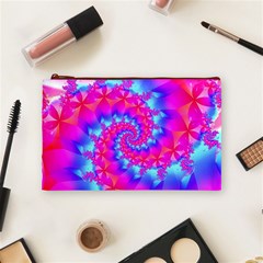 Colorful Pink and Blue Spiral Fractal Cosmetic Bag (Medium) from ArtsNow.com Front