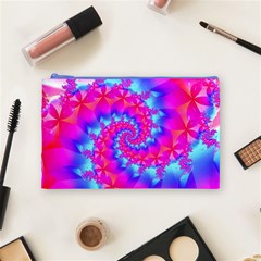 Colorful Pink and Blue Spiral Fractal Cosmetic Bag (Medium) from ArtsNow.com Front