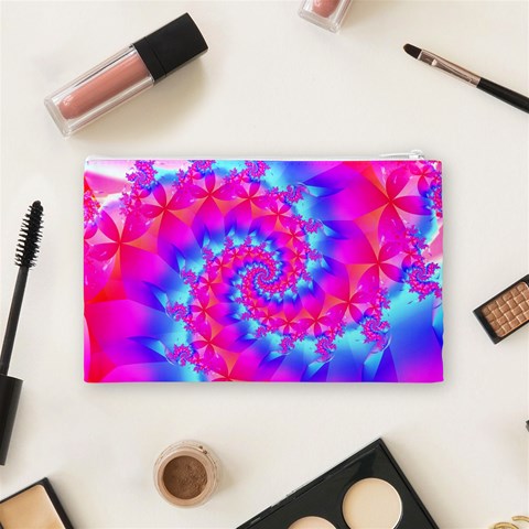 Colorful Pink and Blue Spiral Fractal Cosmetic Bag (Medium) from ArtsNow.com Back