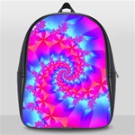 Colorful Pink and Blue Spiral Fractal School Bag (Large)