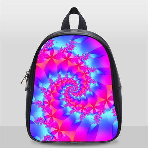 Colorful Pink and Blue Spiral Fractal School Bag (Small) from ArtsNow.com Front