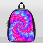 Colorful Pink and Blue Spiral Fractal School Bag (Small)