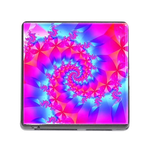 Colorful Pink and Blue Spiral Fractal Memory Card Reader (Square) from ArtsNow.com Front