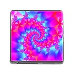 Colorful Pink and Blue Spiral Fractal Memory Card Reader (Square)