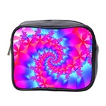 Colorful Pink and Blue Spiral Fractal Mini Toiletries Bag (Two Sides)